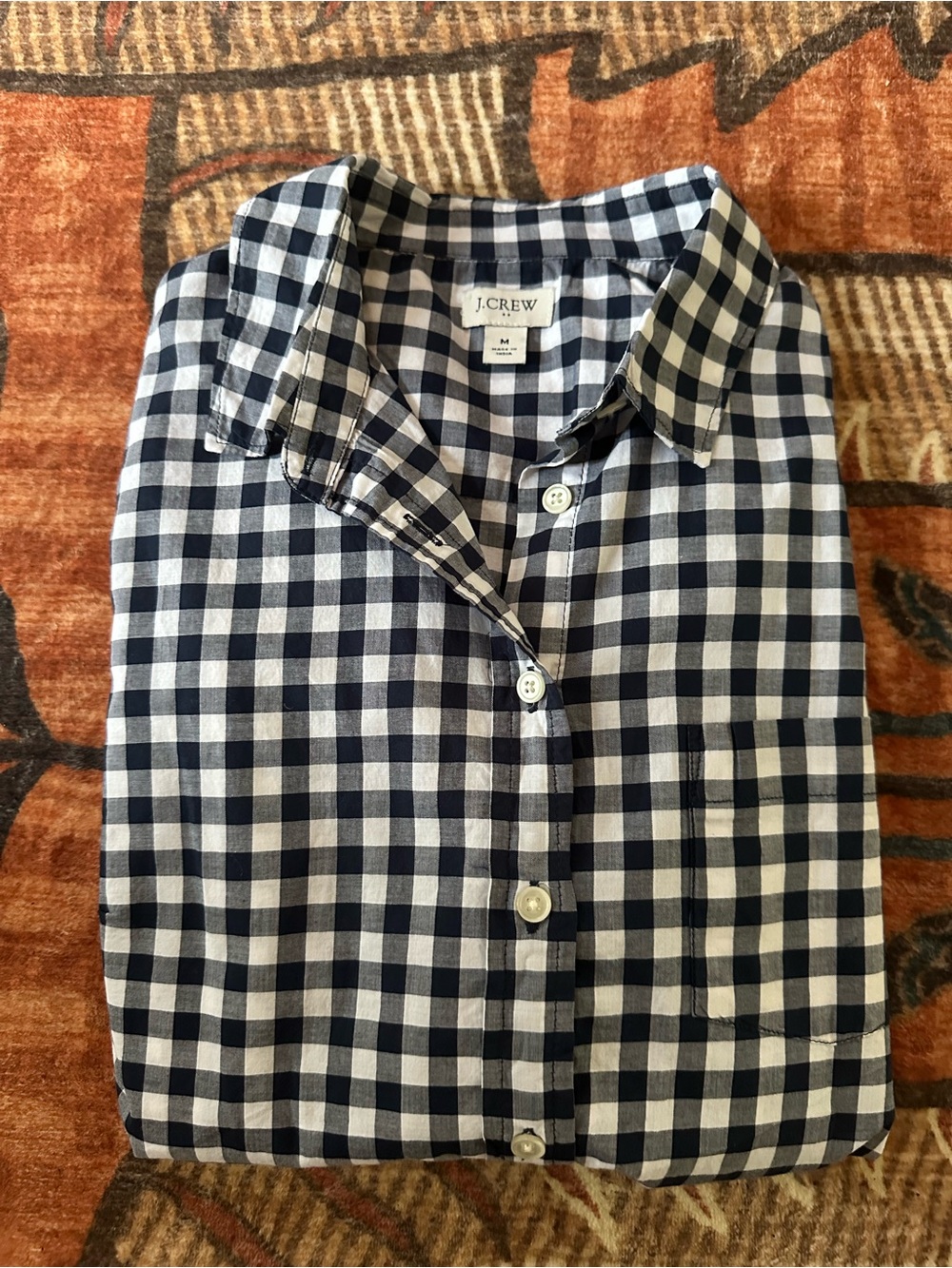 J.Crew Woman’s Navy and White Gingham Button-Down Shirt
